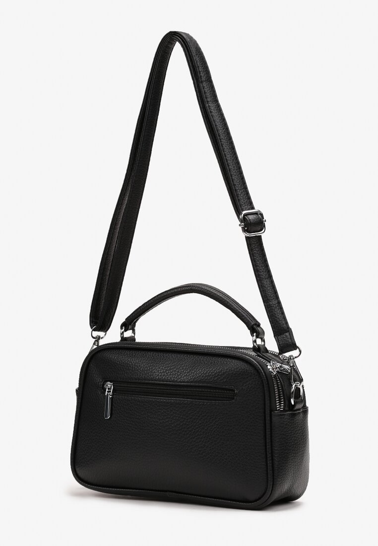 Czarna Dwukomorowa Torebka Crossbody z Dekoracyjnym Suwakiem Balbina