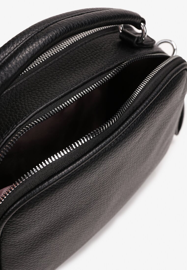 Czarna Dwukomorowa Torebka Crossbody z Dekoracyjnym Suwakiem Balbina