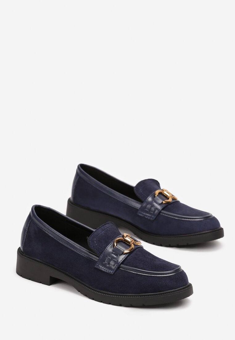 Mocasini Bleumarin cu Cataramă Ornamentală Wenihela