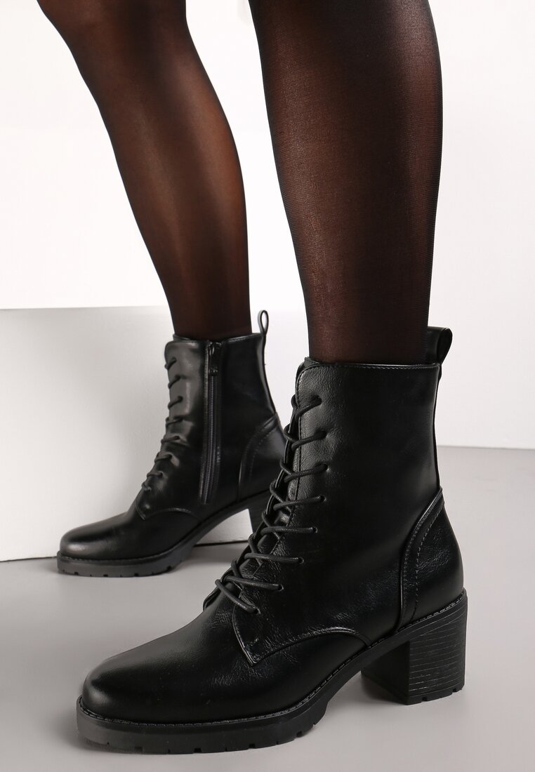 Botine Negre cu Toc Mic Zenaide