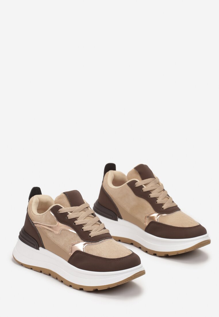 Brązowe Sneakersy na Platformie Guustenie