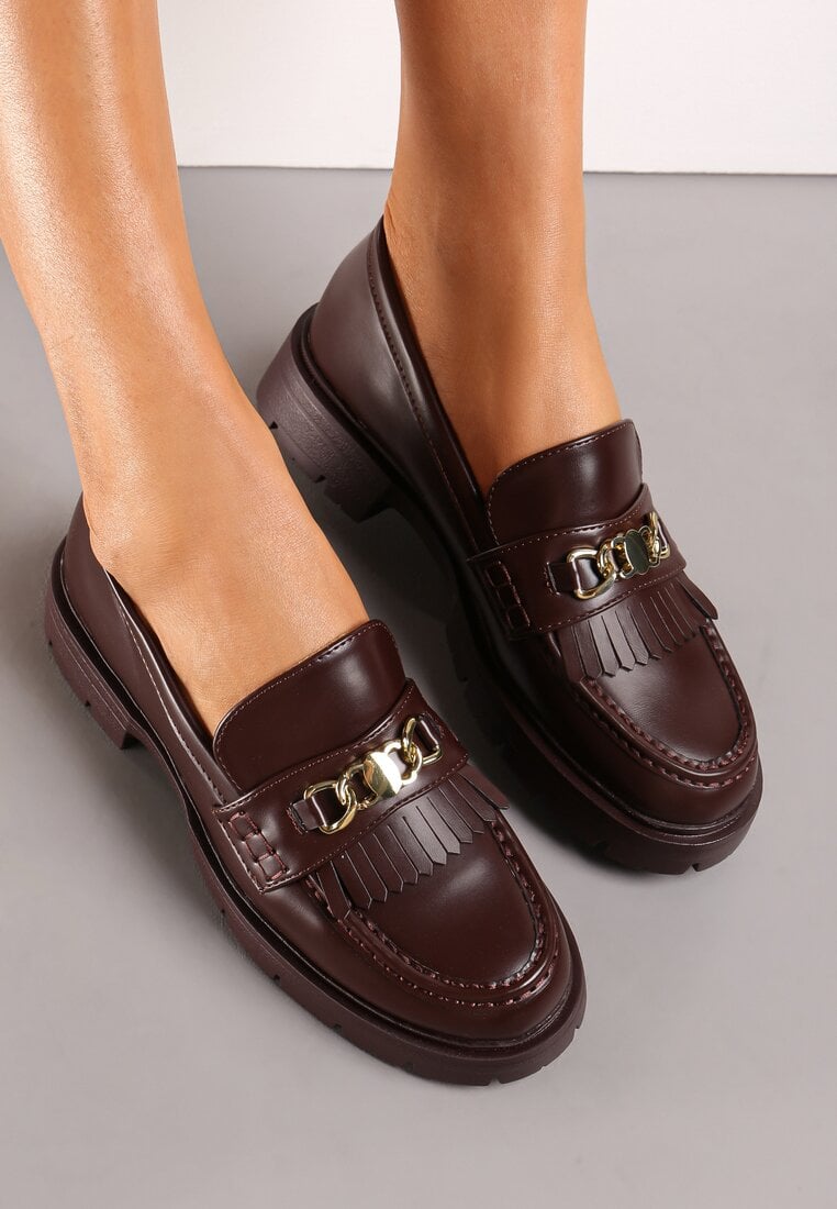 Mocasini Bleumarin Intrare Slip-On Talpă Groasă Franjuri Aplicație Metalică Gordania