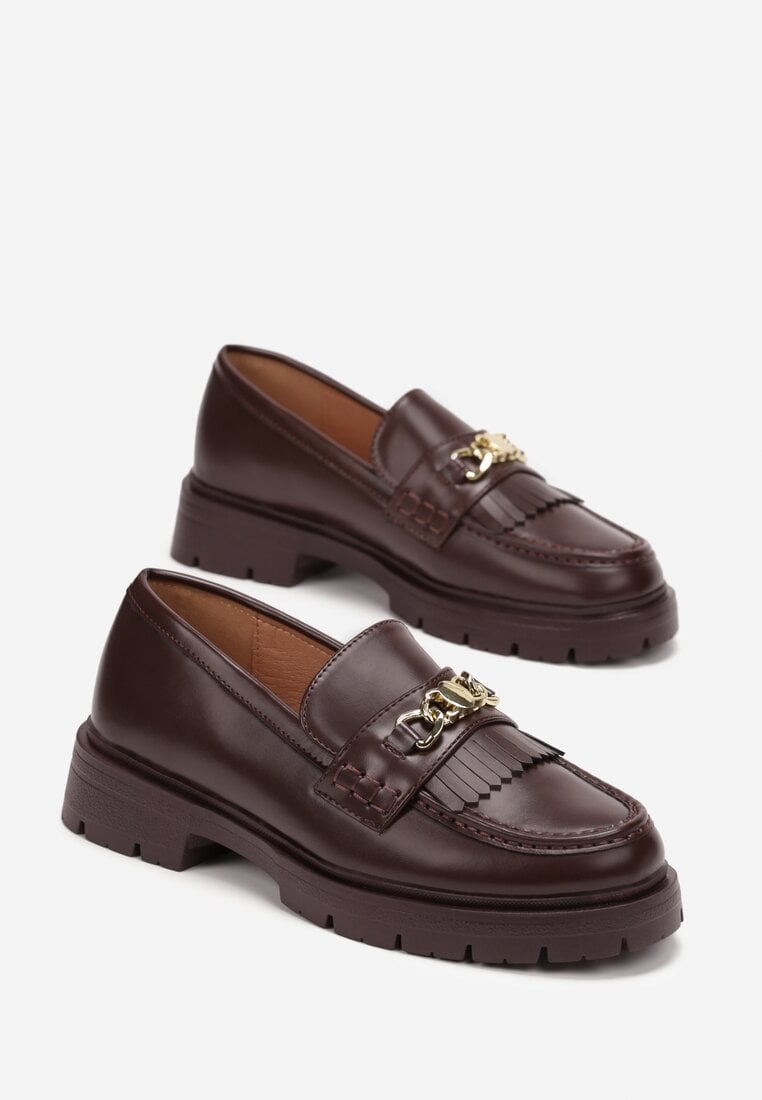 Mocasini Bleumarin Intrare Slip-On Talpă Groasă Franjuri Aplicație Metalică Gordania