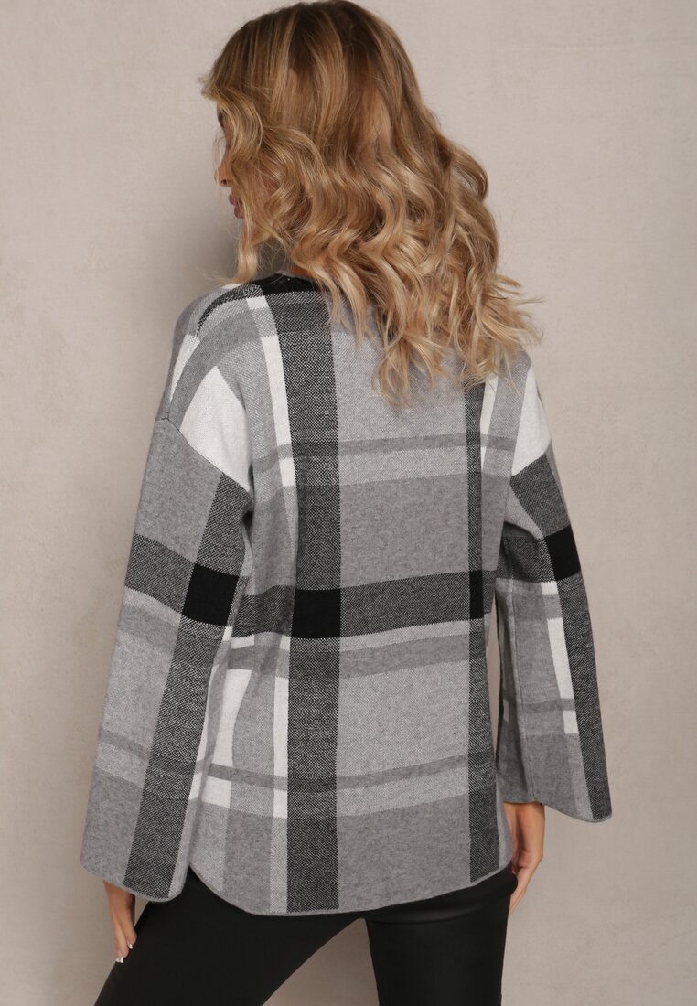Pulover Gri Casual Clasic în Carouri Barami
