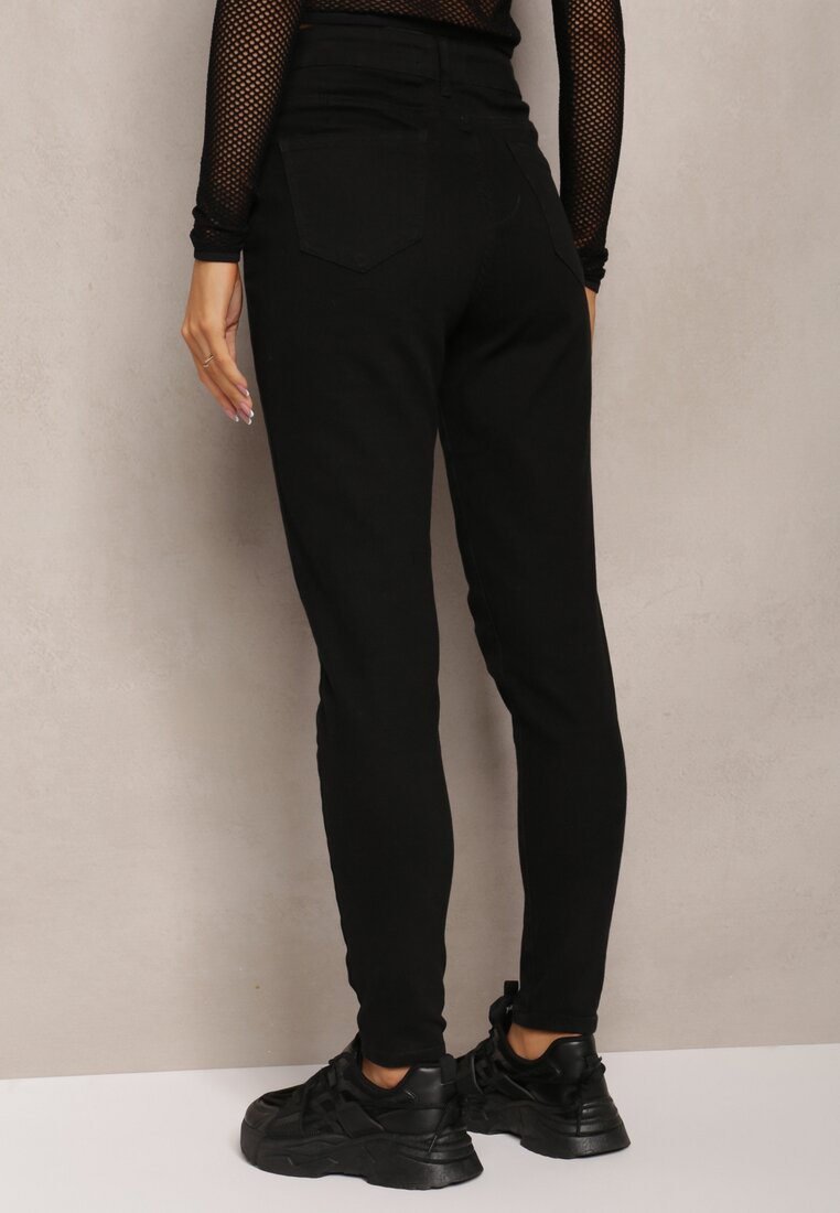 Czarne Jeansy Skinny z Elastycznej Bawełny Gerfia