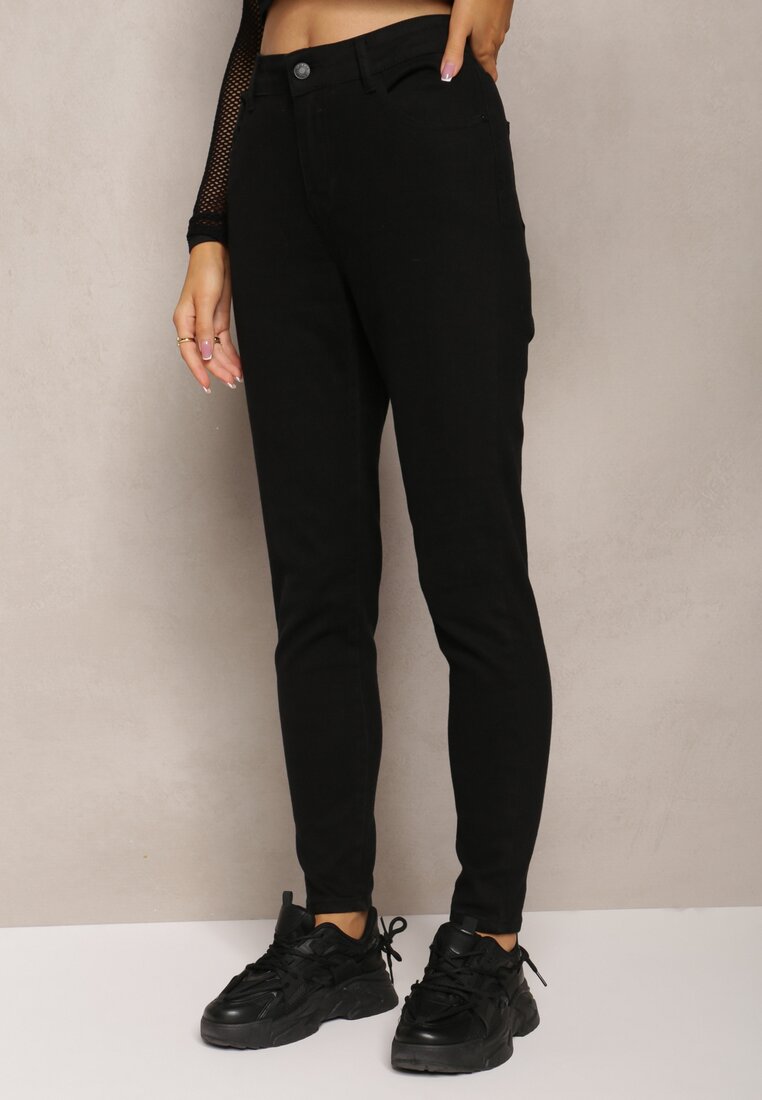 Czarne Jeansy Skinny z Elastycznej Bawełny Gerfia