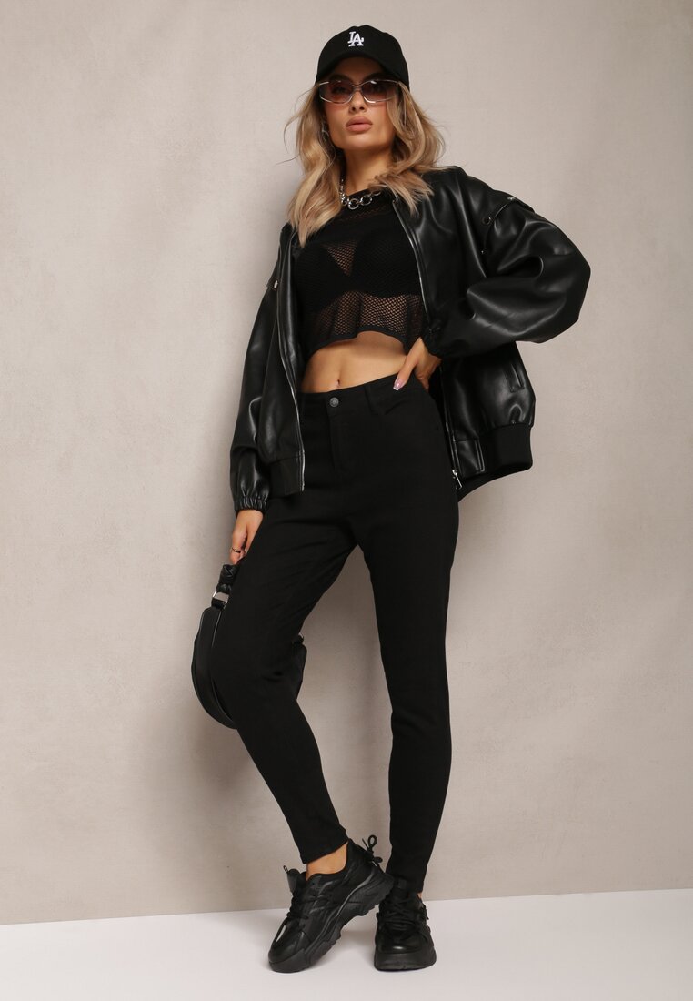 Czarne Jeansy Skinny z Elastycznej Bawełny Gerfia