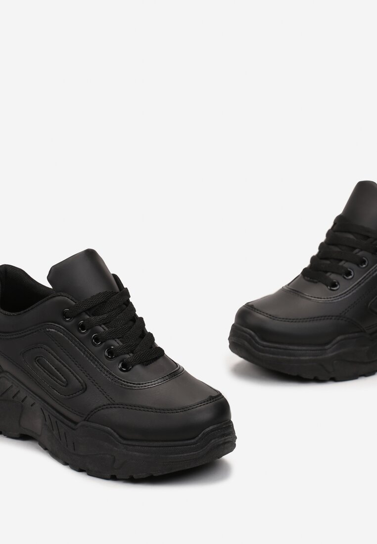 Czarne Sneakersy na Platformie Jeta