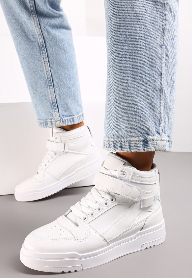 Białe Sneakersy z Odpinaną Małą Saszetką Przy Kostce Amelitte