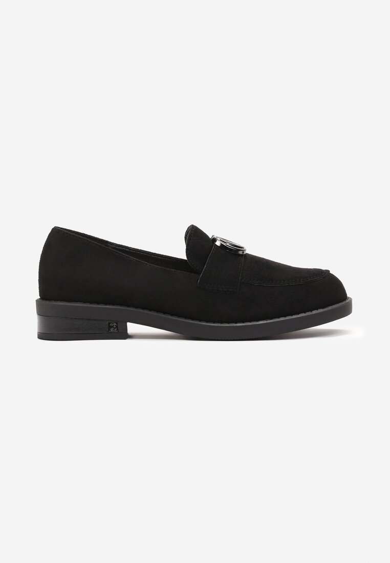 Mocasini Eleganti Negri cu Brant din Piele și Cataramă Kobesa