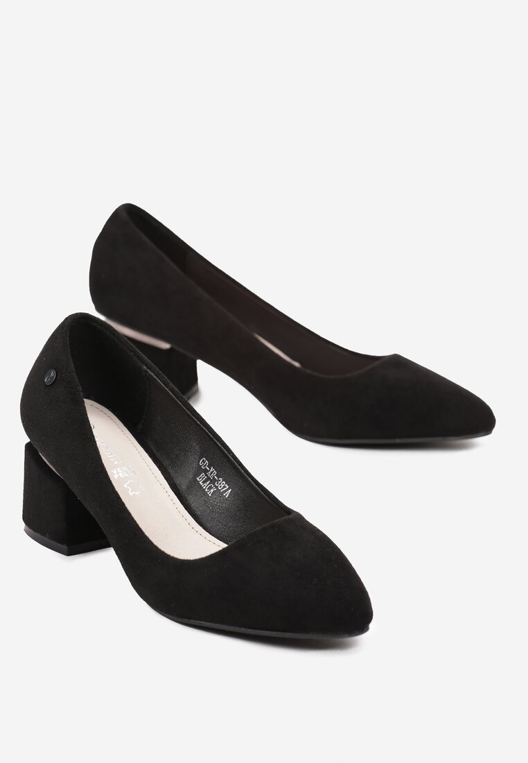 Negre Clasice Pantofi din piele intoarsa ecologica cu brant din piele Carmela