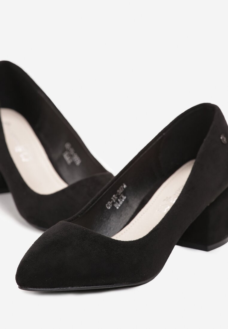 Negre Clasice Pantofi din piele intoarsa ecologica cu brant din piele Carmela