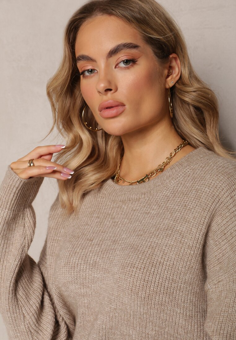 Pulover tricot bej deschis Aissorne