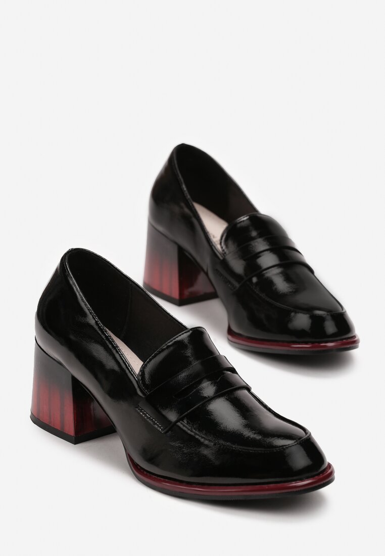 Negre Lac Pantofi cu Toc cu Brant din Piele Naturală Vlekada