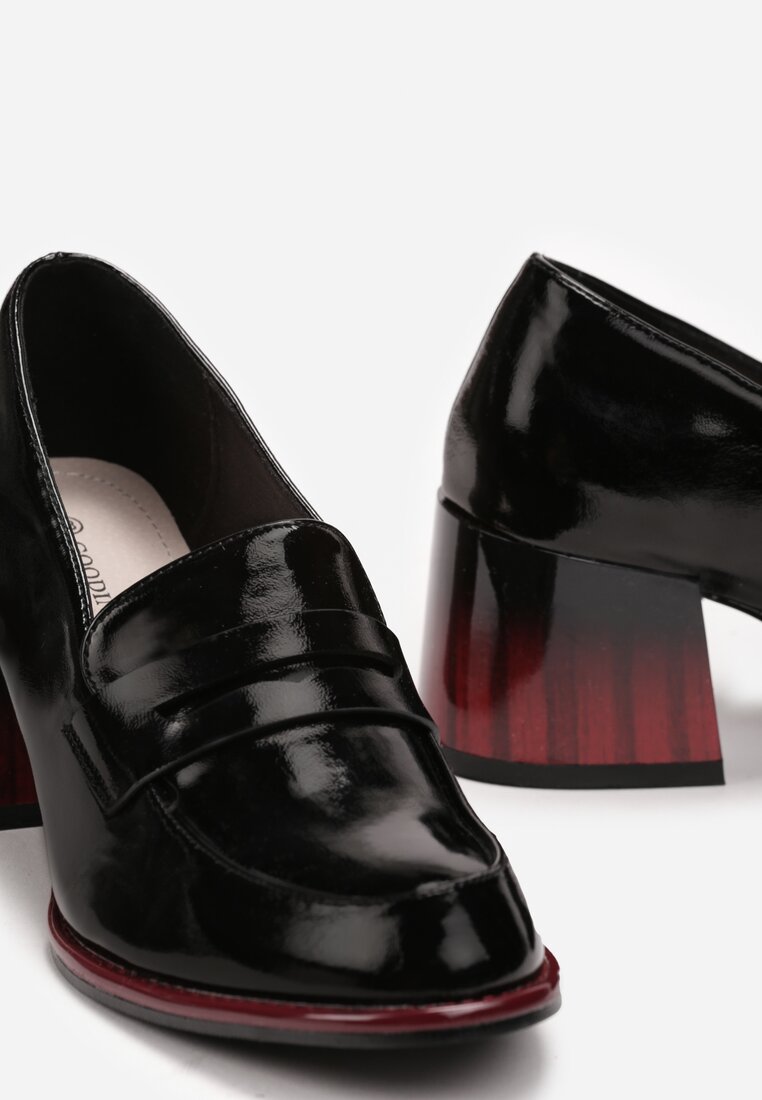 Negre Lac Pantofi cu Toc cu Brant din Piele Naturală Vlekada