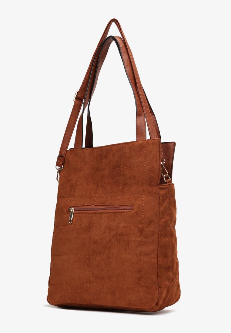 Ciemnobrązowa Prostokątna Torebka Tote z Ekozamszu Ferosa