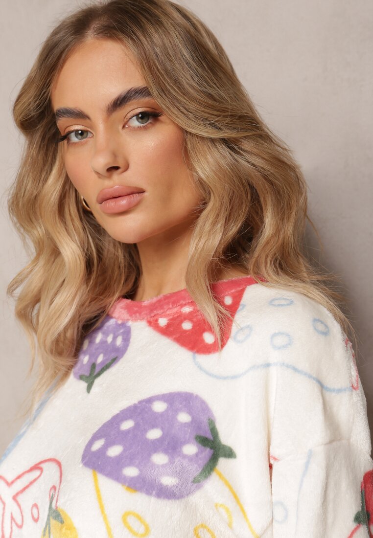 Różowy Komplet Piżamowy Longsleeve z Nadrukiem i Spodnie Gustava