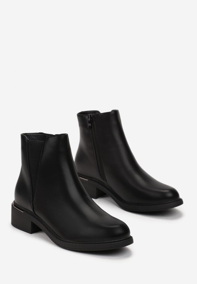 Botine Chelsea Negre Booni cu Inserție Elastică Laterală Clasică