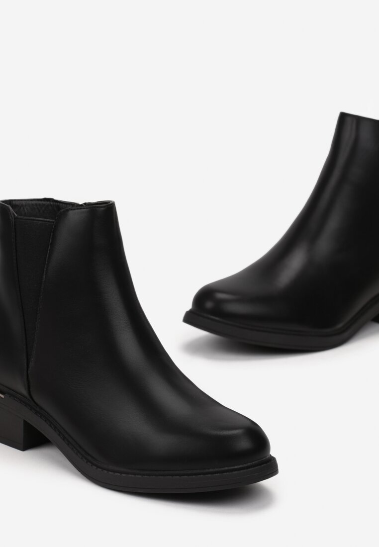 Botine Chelsea Negre Booni cu Inserție Elastică Laterală Clasică