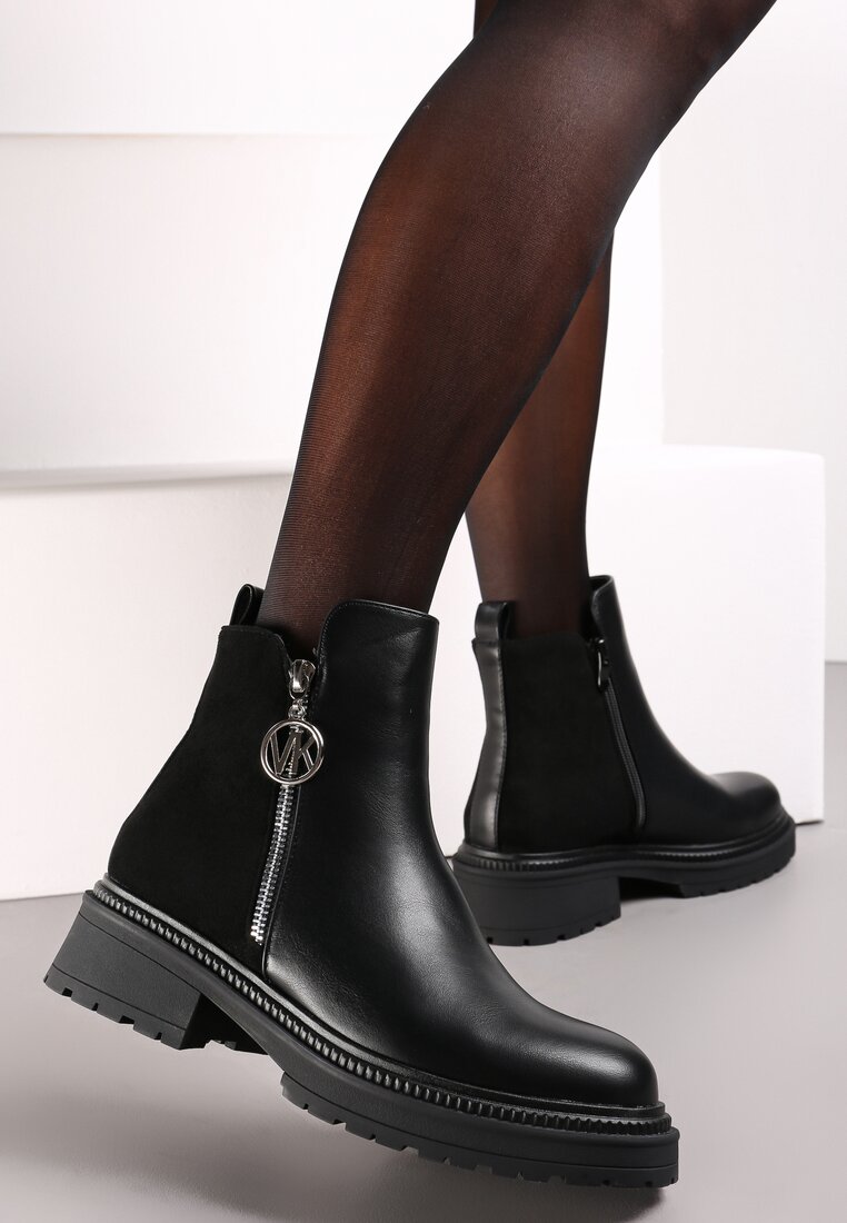 Botine negre Facore cu fermoar