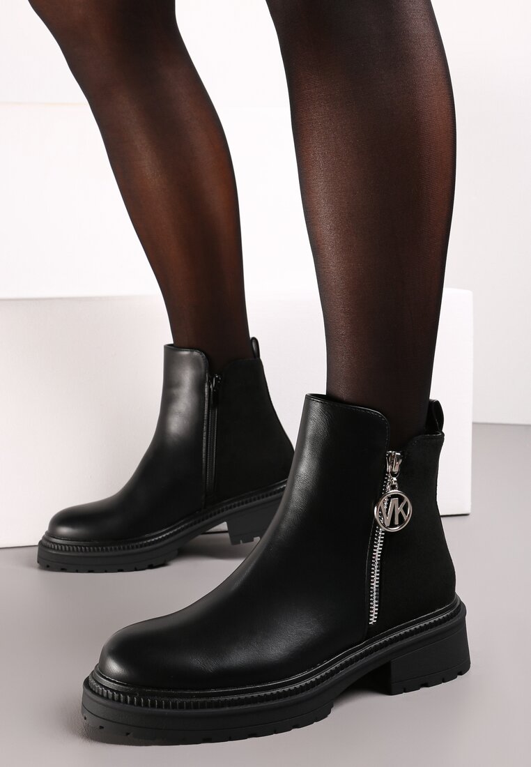 Botine negre Facore cu fermoar