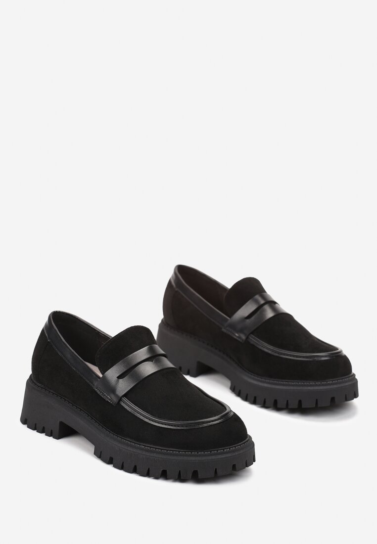 Mocasini Negri Clasici Slip-On Talpă Groasă Zimțată Klimme