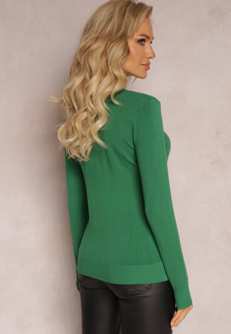 Pulover Verde cu Guler Înalt Croi Clasic Nibracca
