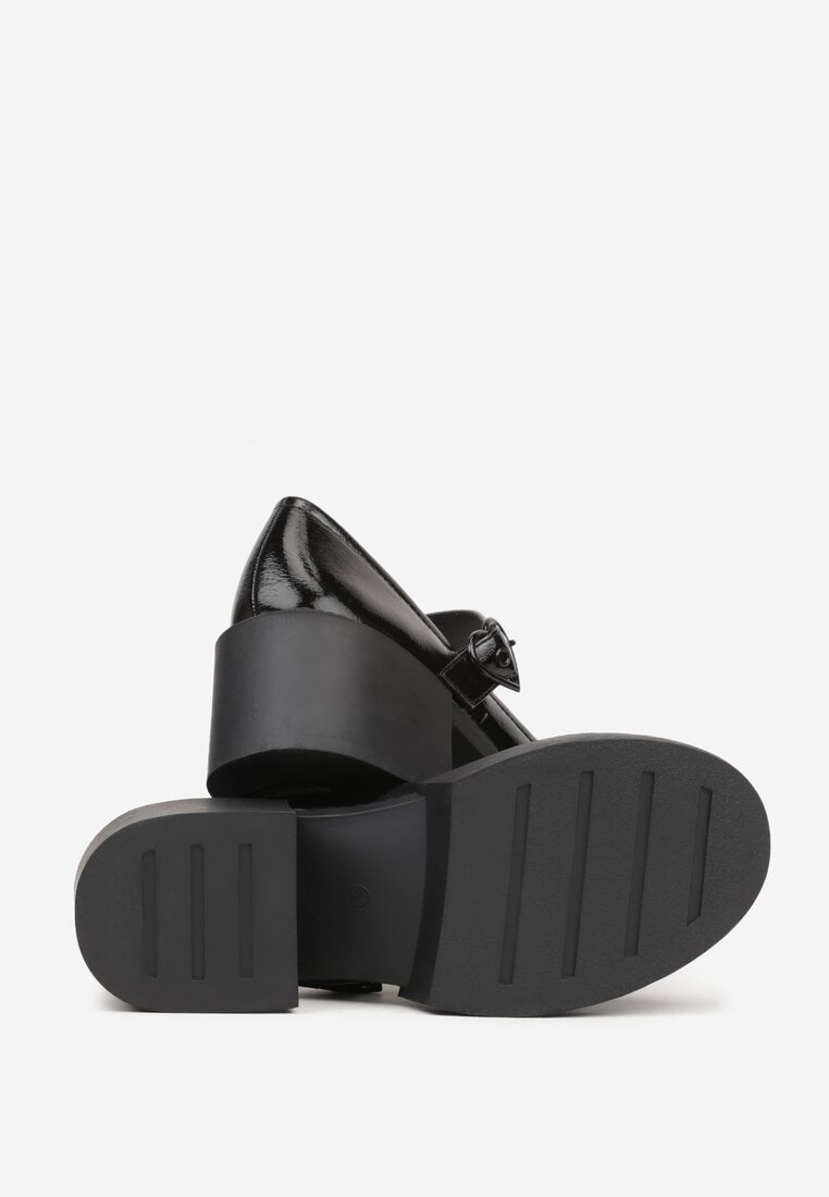 Pantofi negri lacuiti cu talpa si platforma Fenelo