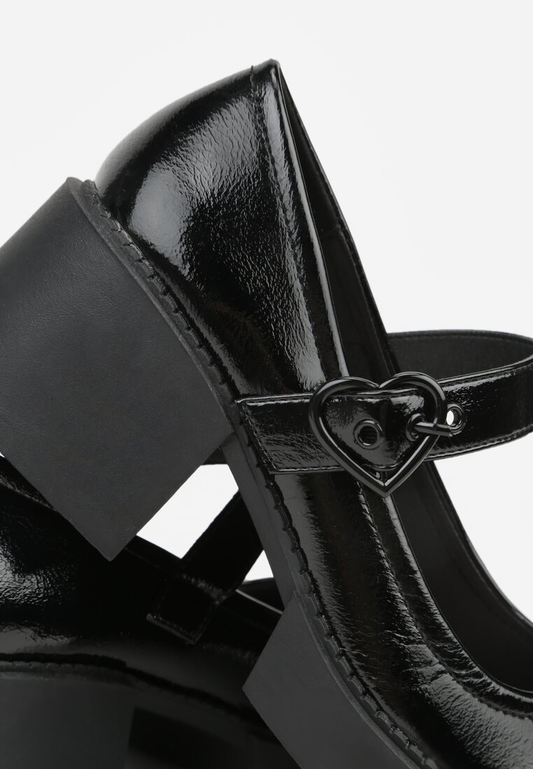 Pantofi negri lacuiti cu talpa si platforma Fenelo