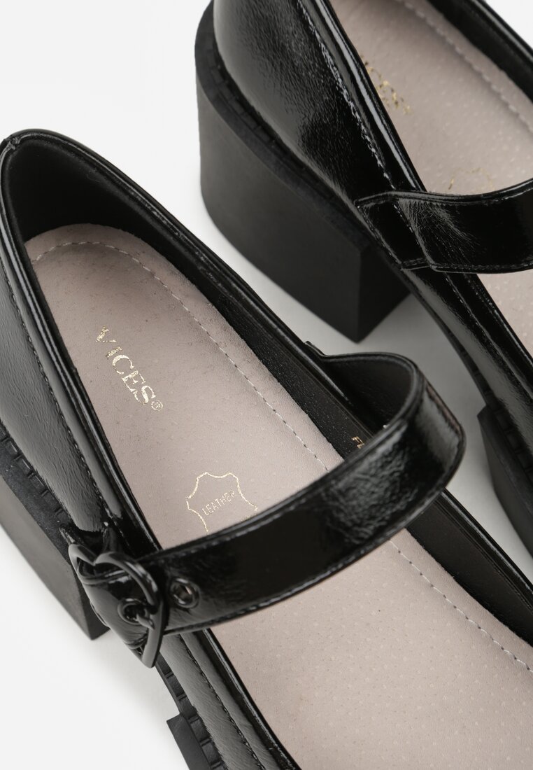 Pantofi negri lacuiti cu talpa si platforma Fenelo