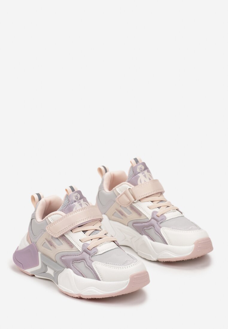 Różowe Buty Sportowe Sneakersy na Tłoczonej Piankowej Podeszwie Rielana