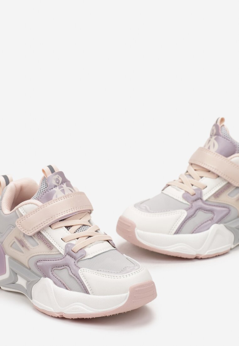 Różowe Buty Sportowe Sneakersy na Tłoczonej Piankowej Podeszwie Rielana