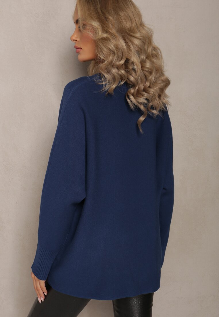 Niebieski Sweter z Miękkiej Dzianiny Aldozia