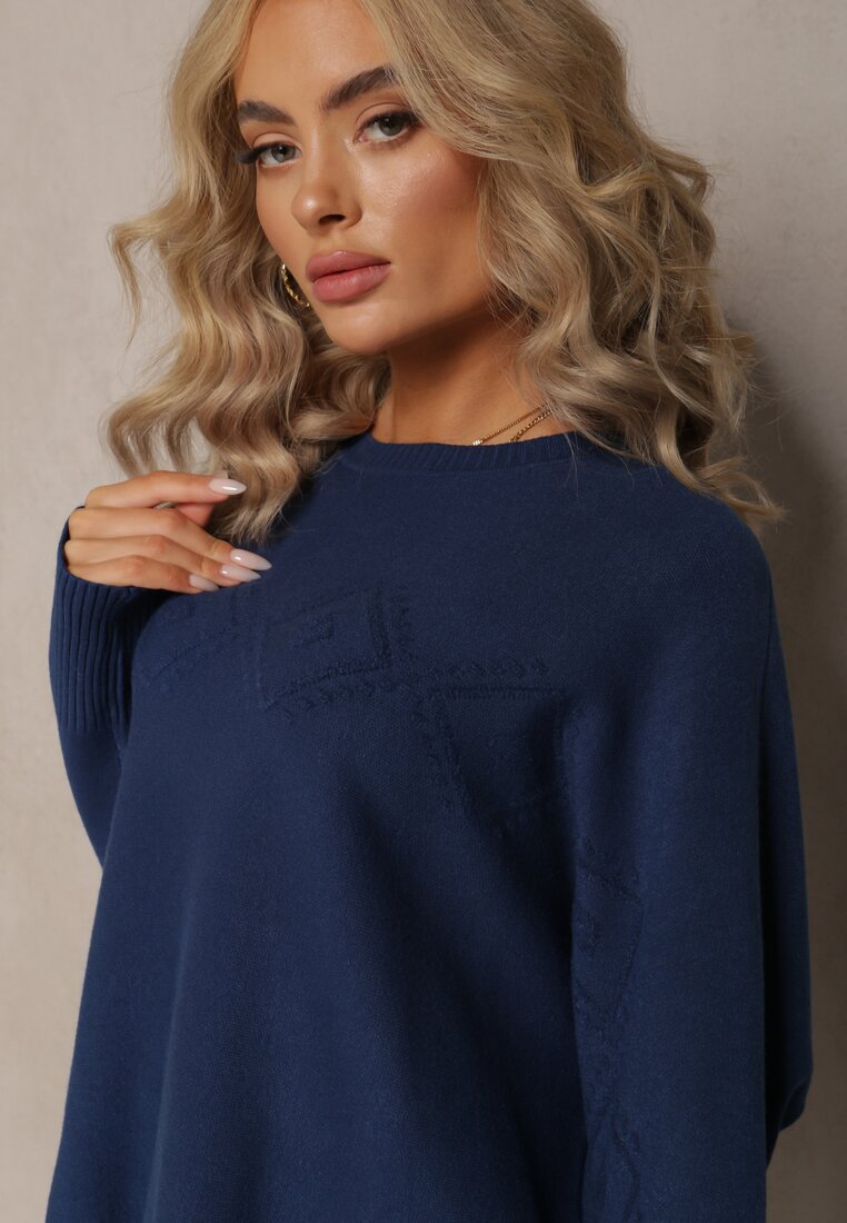 Niebieski Sweter z Miękkiej Dzianiny Aldozia