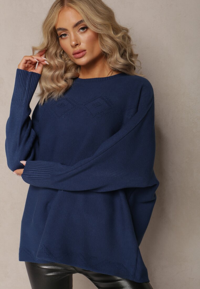 Niebieski Sweter z Miękkiej Dzianiny Aldozia