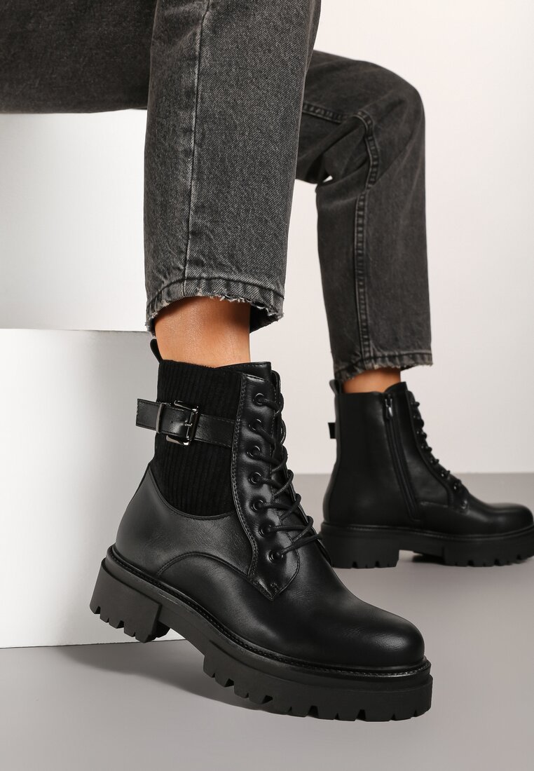 Botine Negre în Stilul Lucrătorilor Grunge Eiase