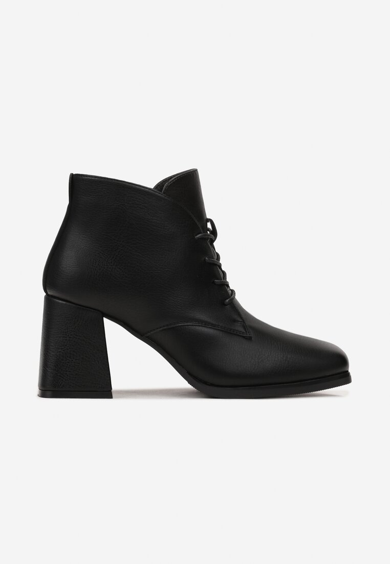 Botine Negre cu Toc Bloc din Piele Ecologică Alirenna