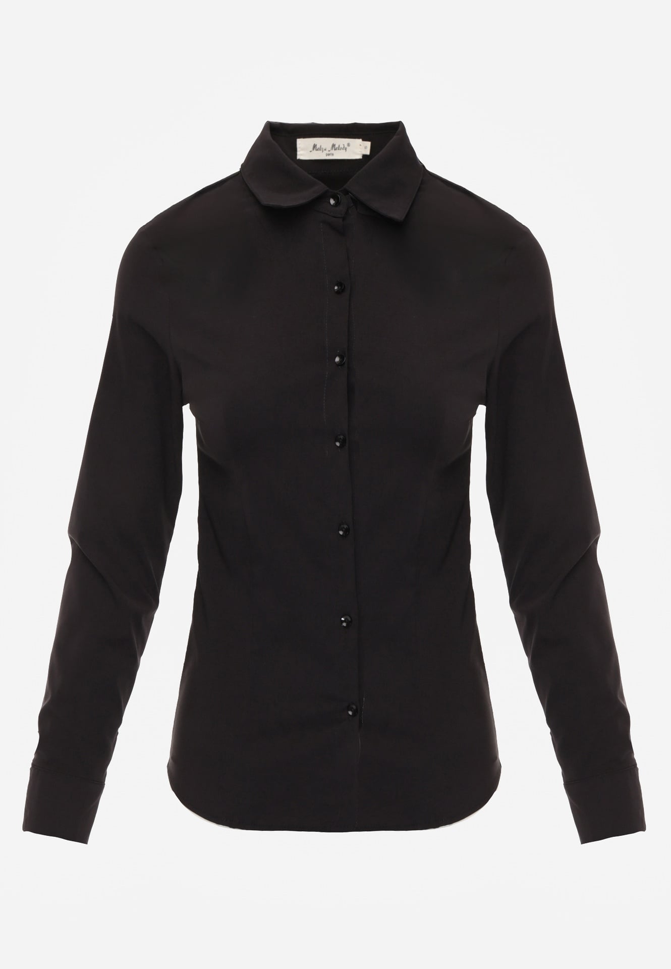 Czarna Gładka Koszula Zapinana na Guziki Hejora