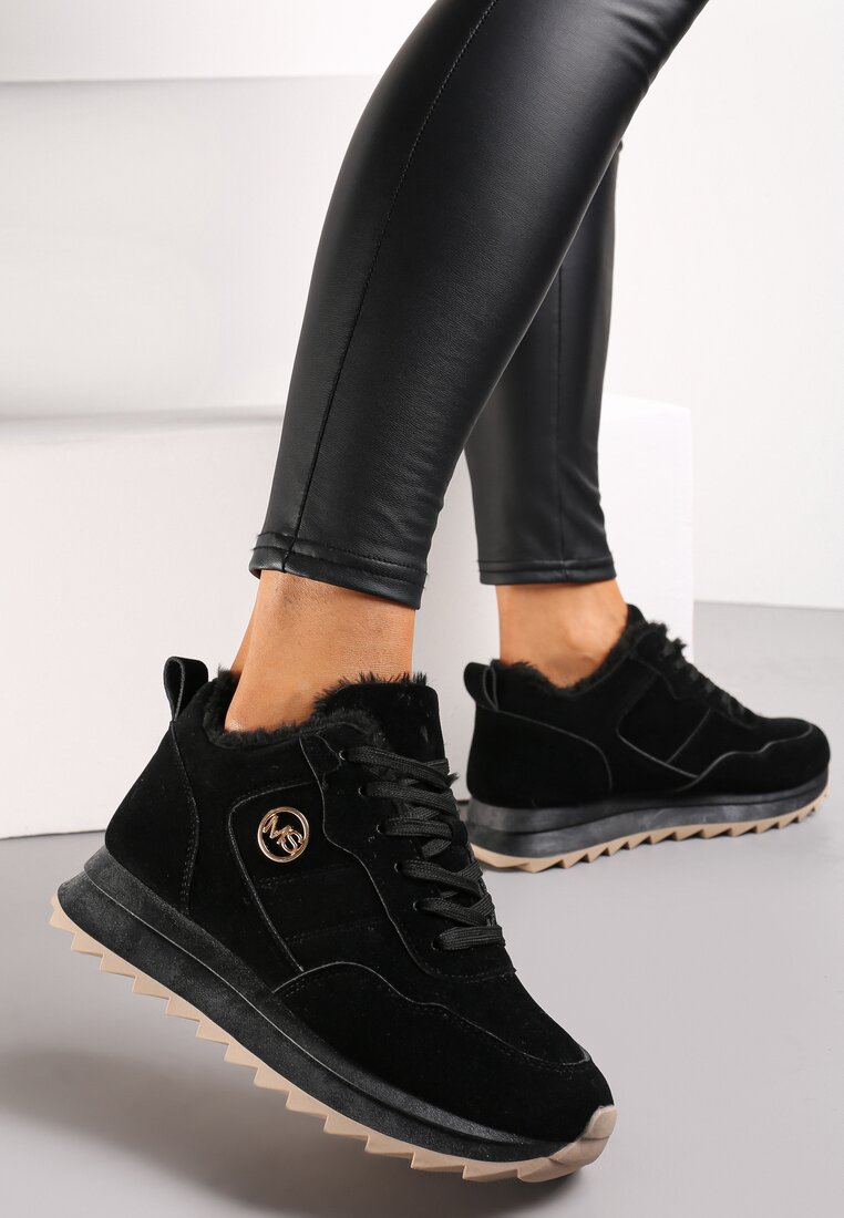 Sneakersi călduroși negri pe platformă Appopis