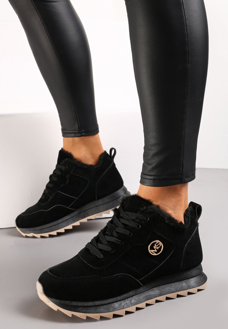 Sneakersi călduroși negri pe platformă Appopis