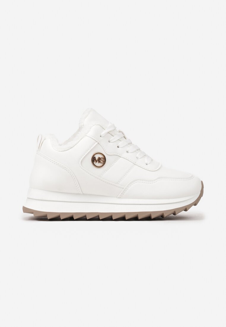 Białe Ocieplane Sneakersy na Platformie Appopis
