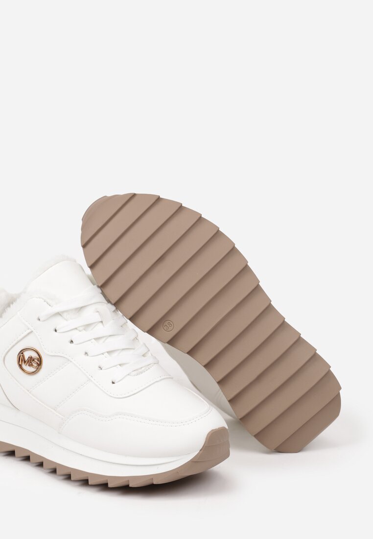 Białe Ocieplane Sneakersy na Platformie Appopis