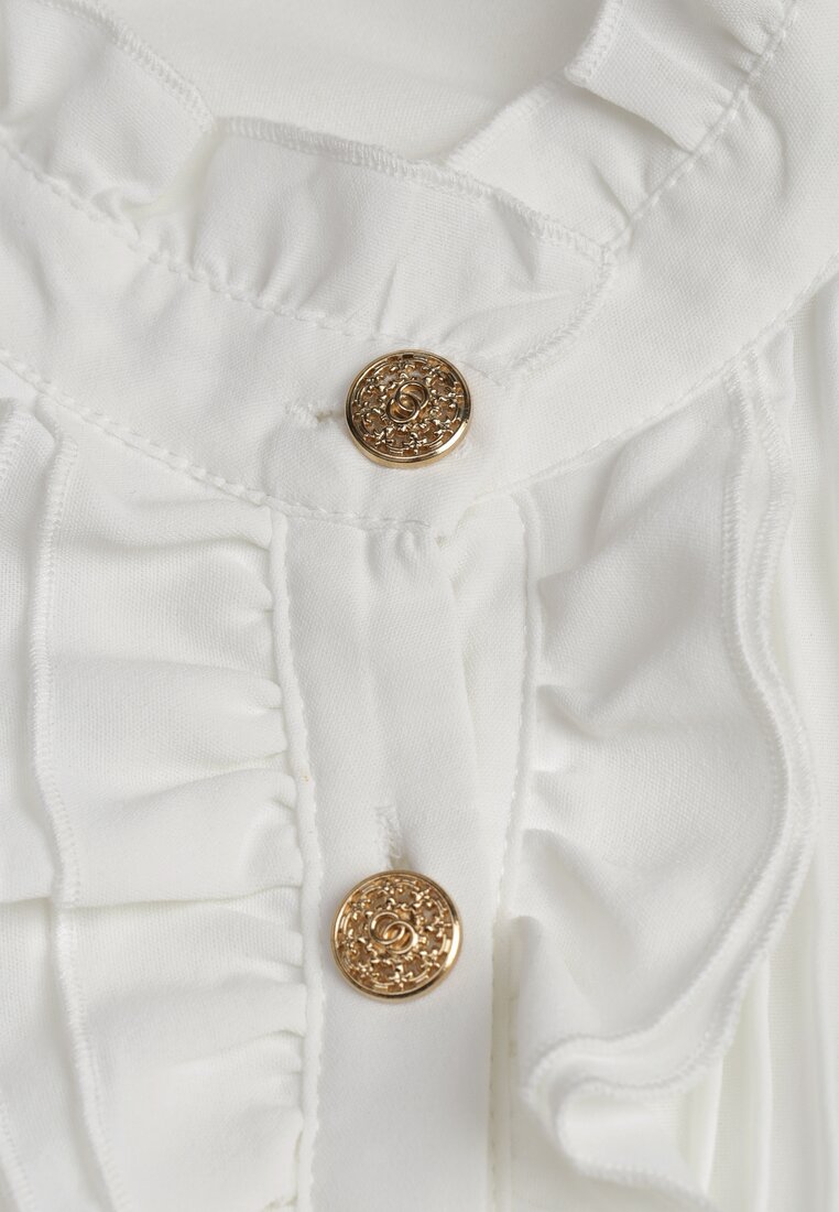 Cămașă albă cu volan decorativ și jabou Hansina