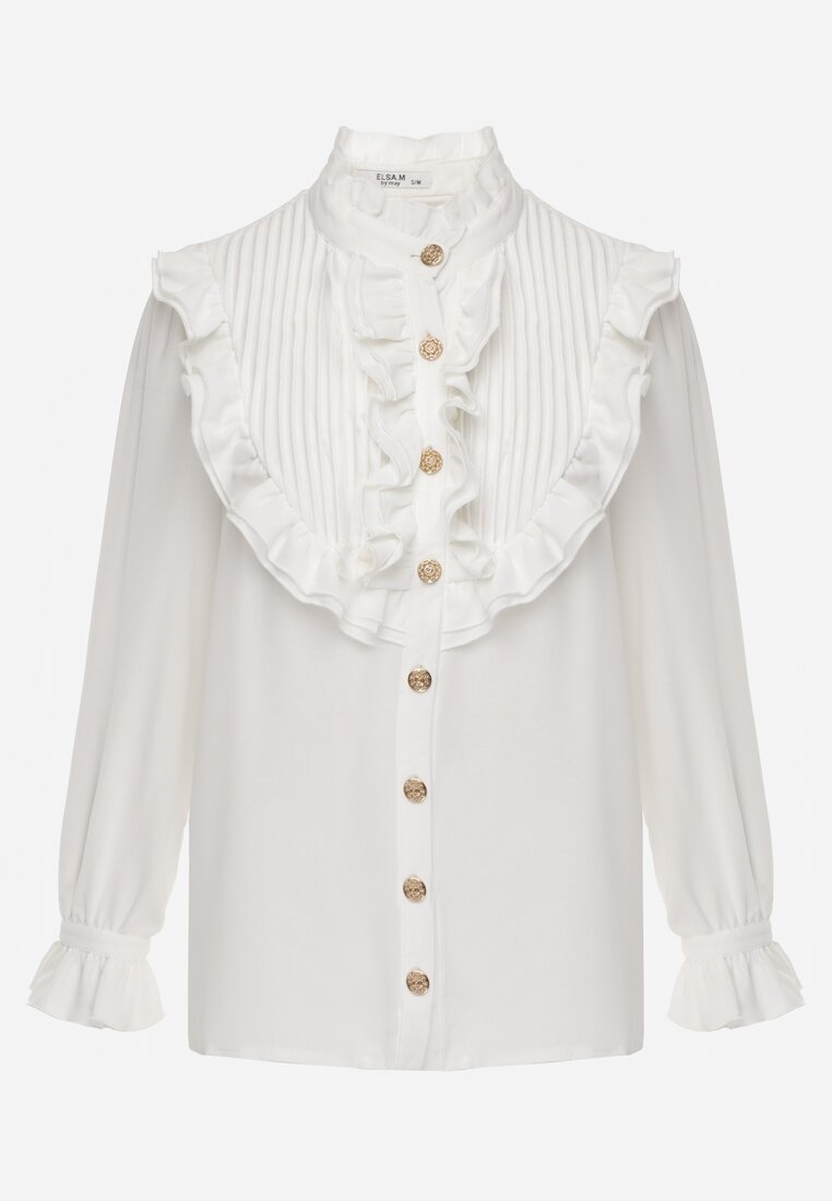 Cămașă albă cu volan decorativ și jabou Hansina