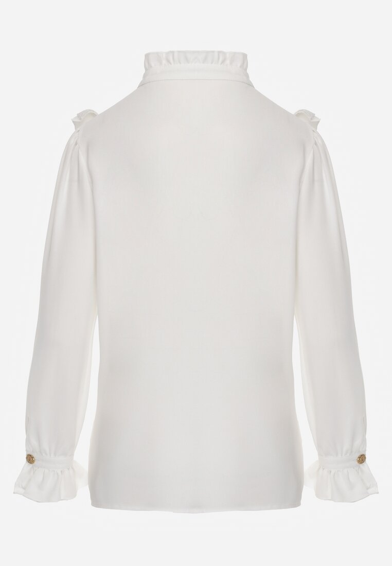 Cămașă albă cu volan decorativ și jabou Hansina