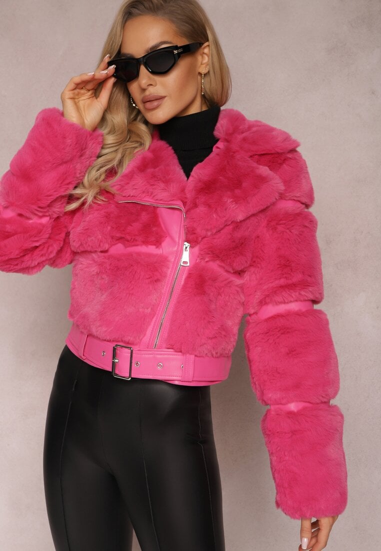 Jachetă Fucsia cu Blană Shetty