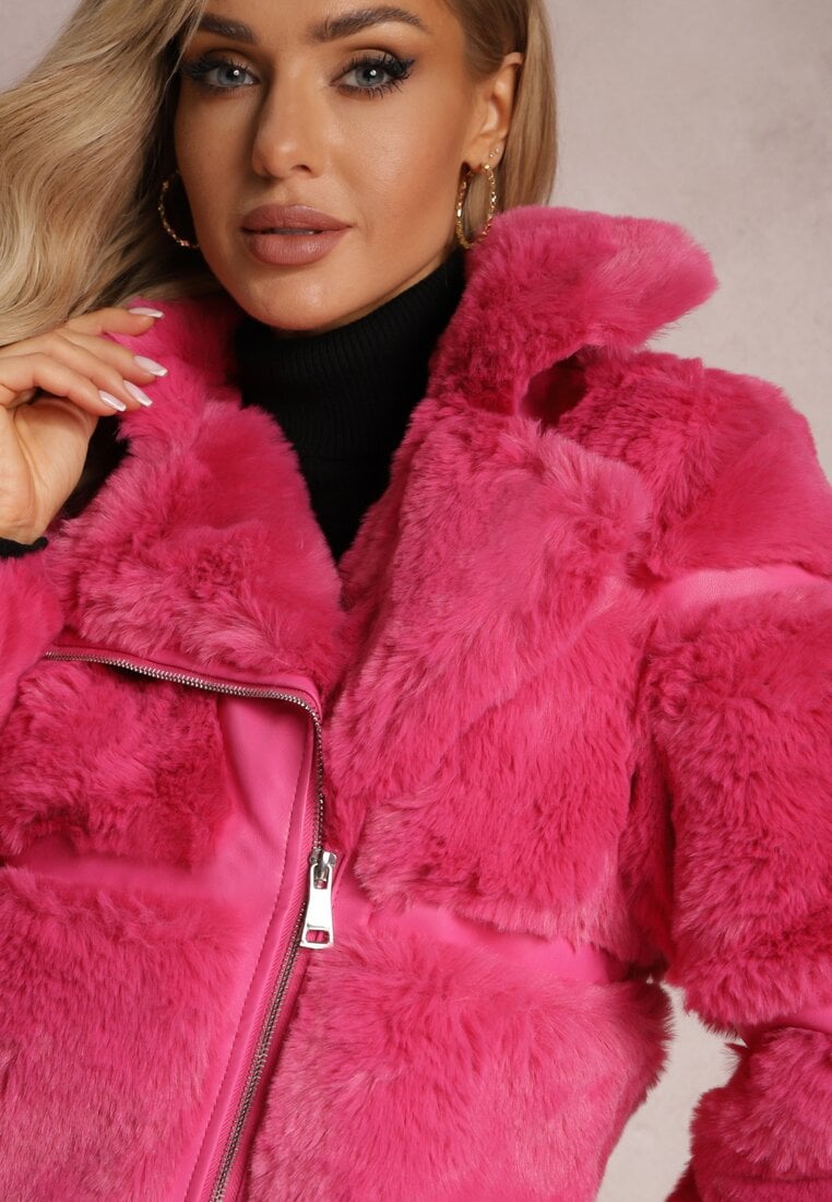 Jachetă Fucsia cu Blană Shetty