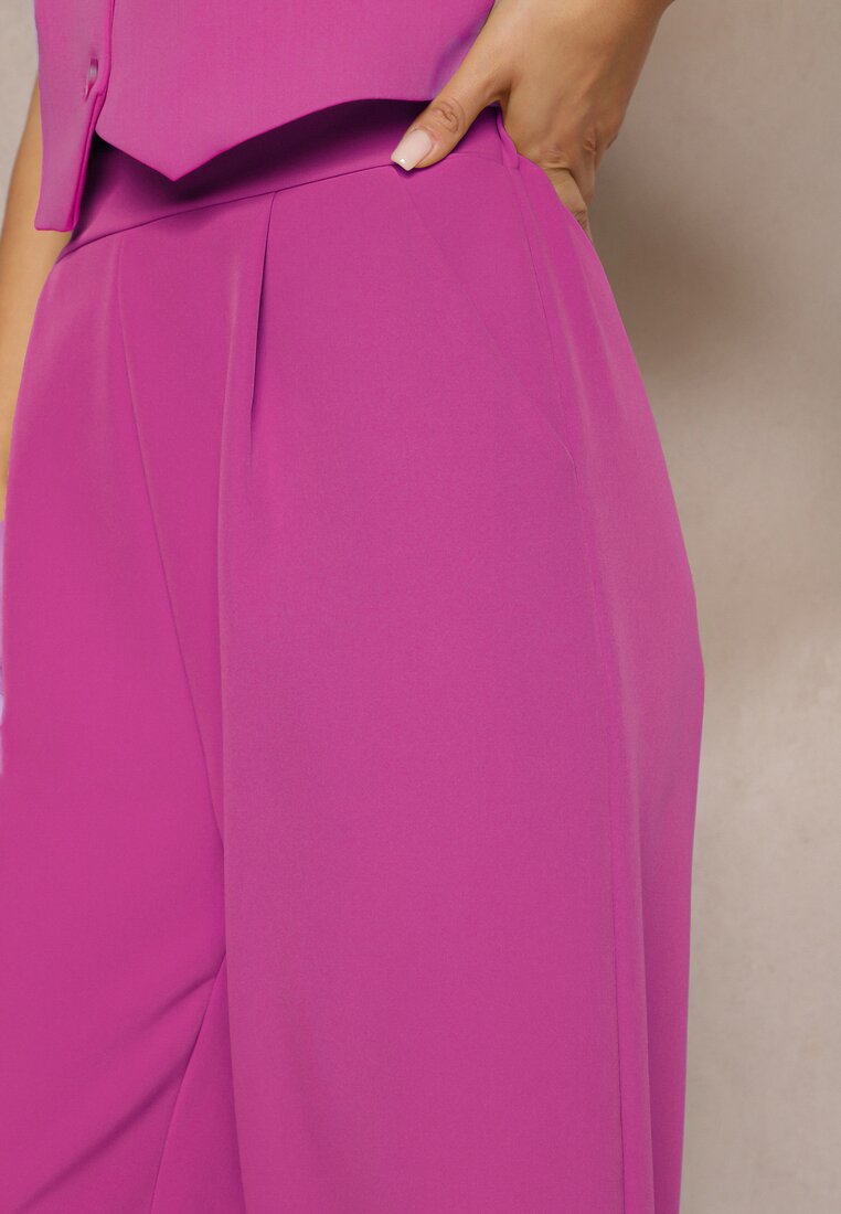 Fioletowe Szerokie Spodnie w Eleganckim Stylu Hanessame