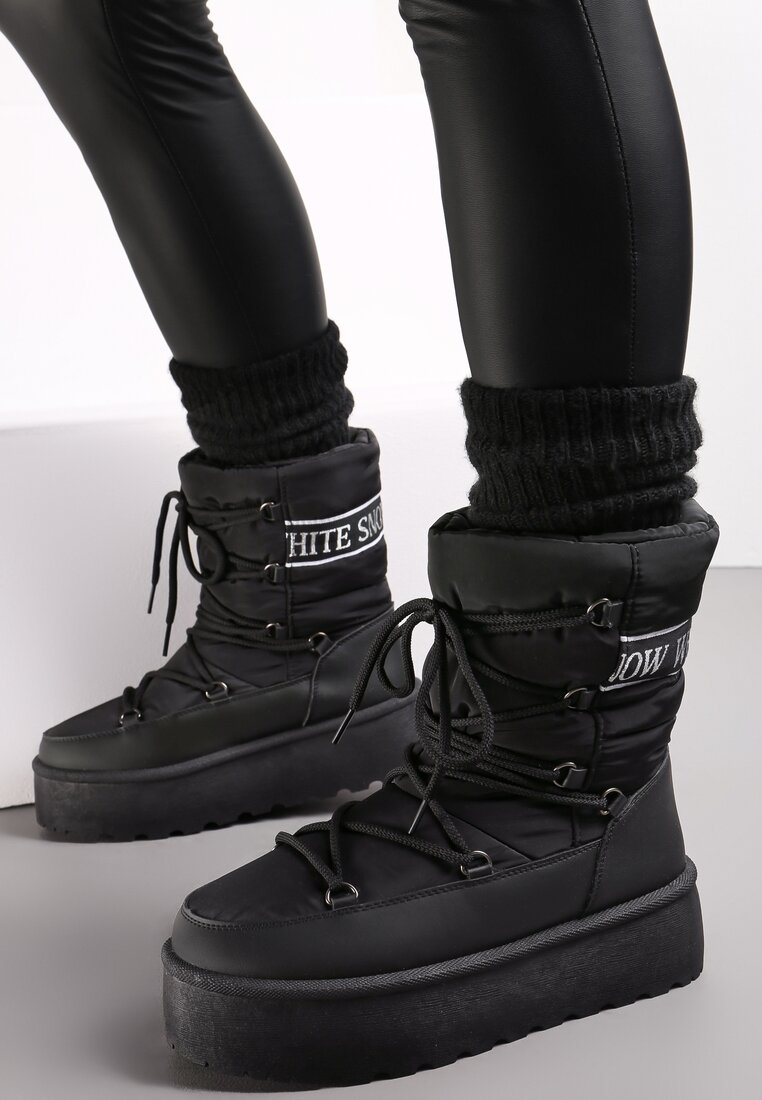 Botine negre cu platformă și șiret decorativ Zingie