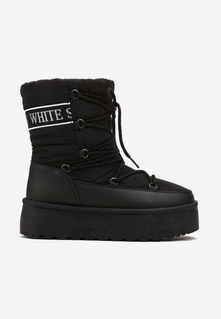 Botine negre cu platformă și șiret decorativ Zingie
